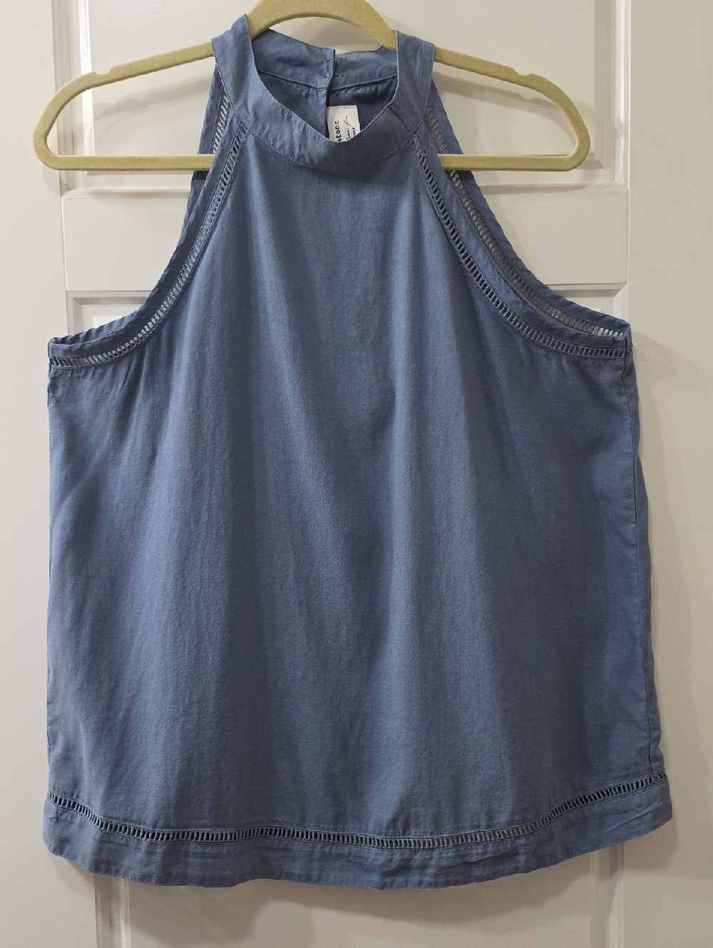 cloth & stone Blue Sleeveless Halter Tank Top